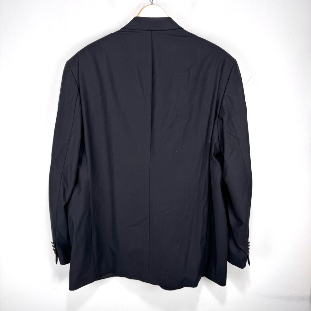 RALPH Ralph Lauren Blazer Sport Coat Men 48R Black Silver Buttons Wool Stretch - Picture 2 of 12